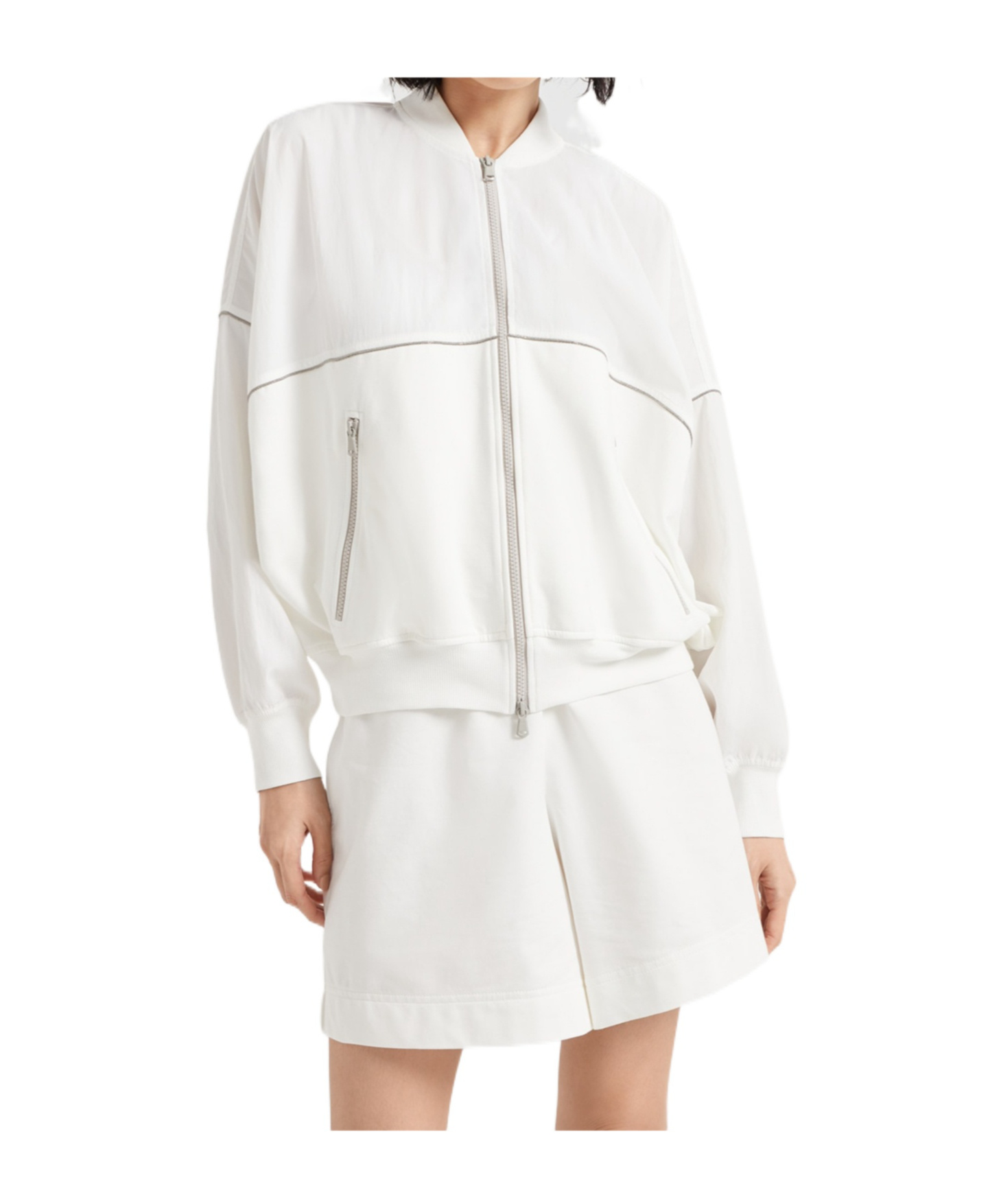Brunello Cucinelli Monili-embellished Track Jacket In White