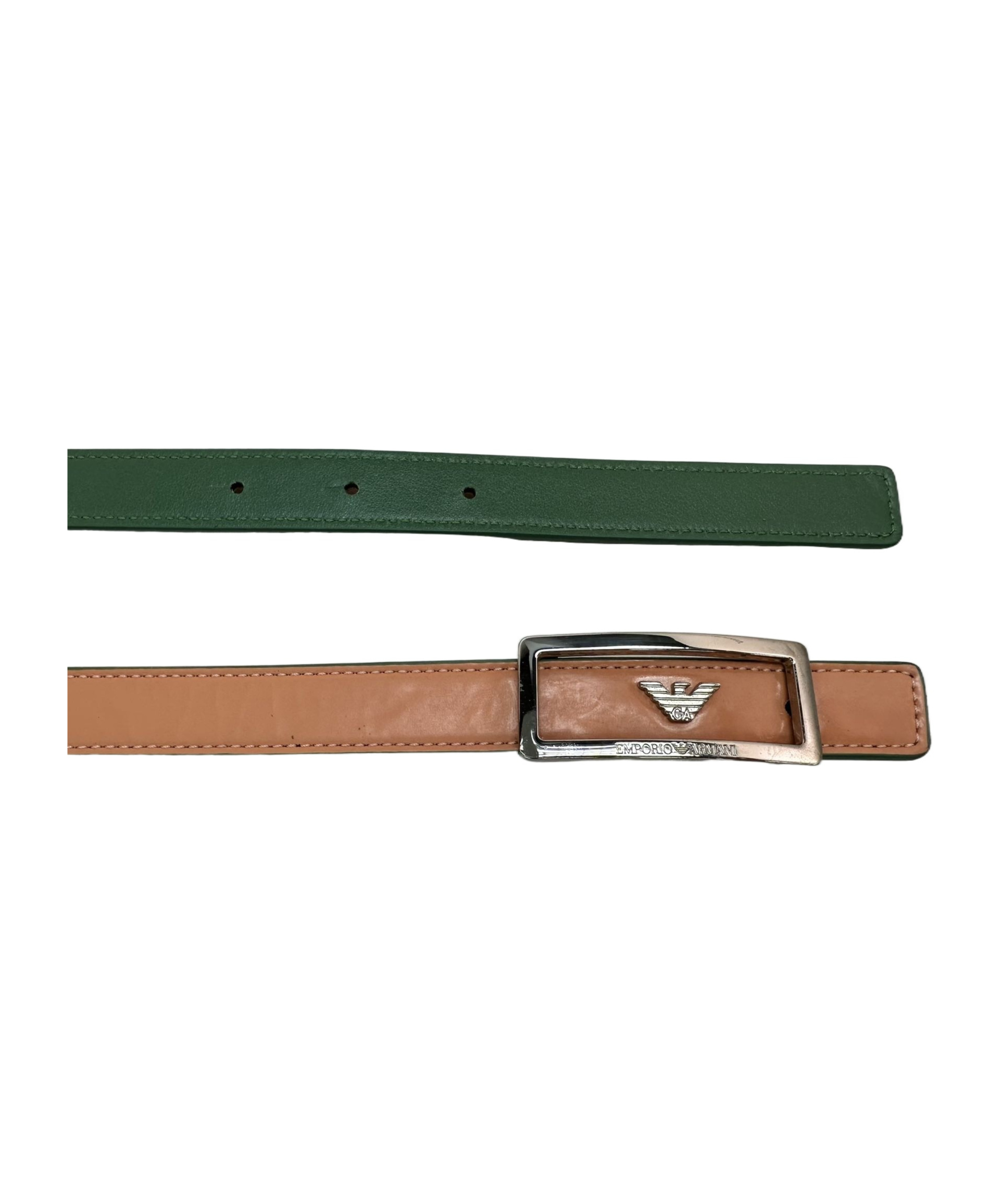 Emporio Armani Eagle Label Double-sided Belt In Brown