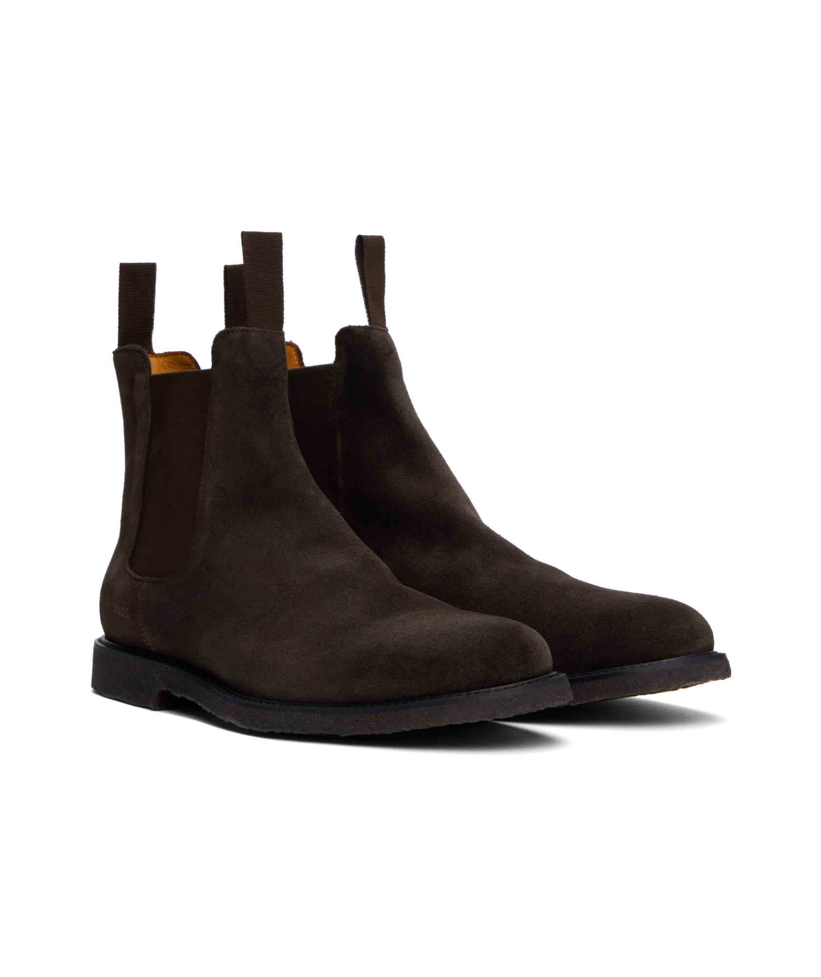 COMMON PROJECTS BROWN WAXED SUEDE CHELSEA BOOTS
