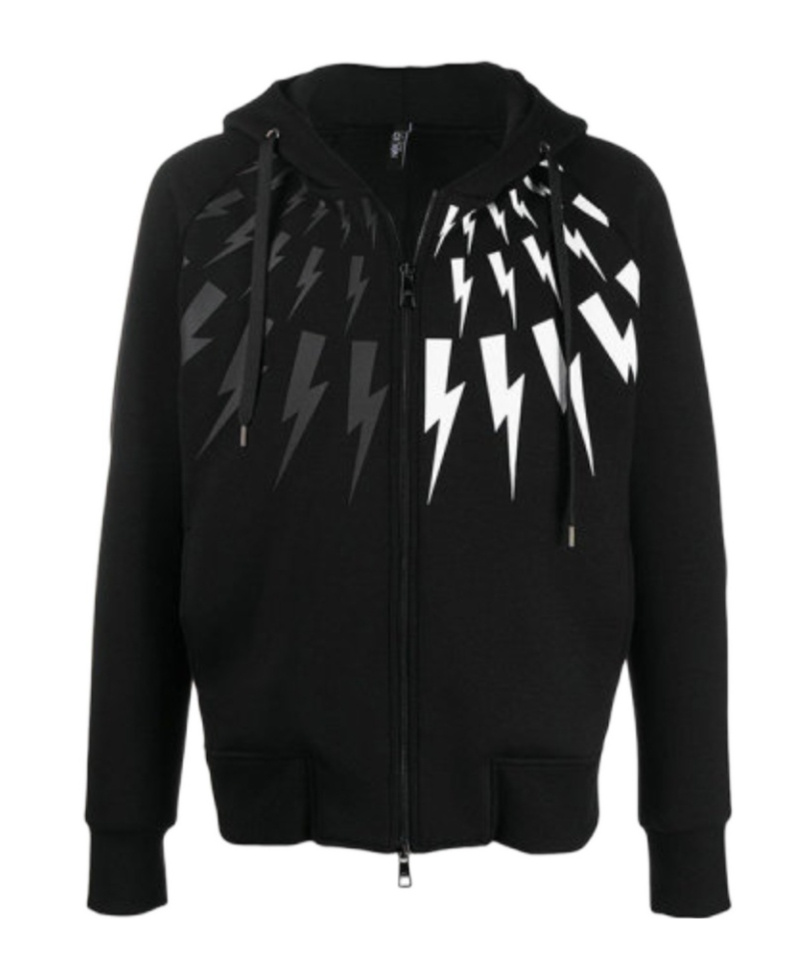 Neil Barrett Hooded Long-sleeved Hoodie In Black