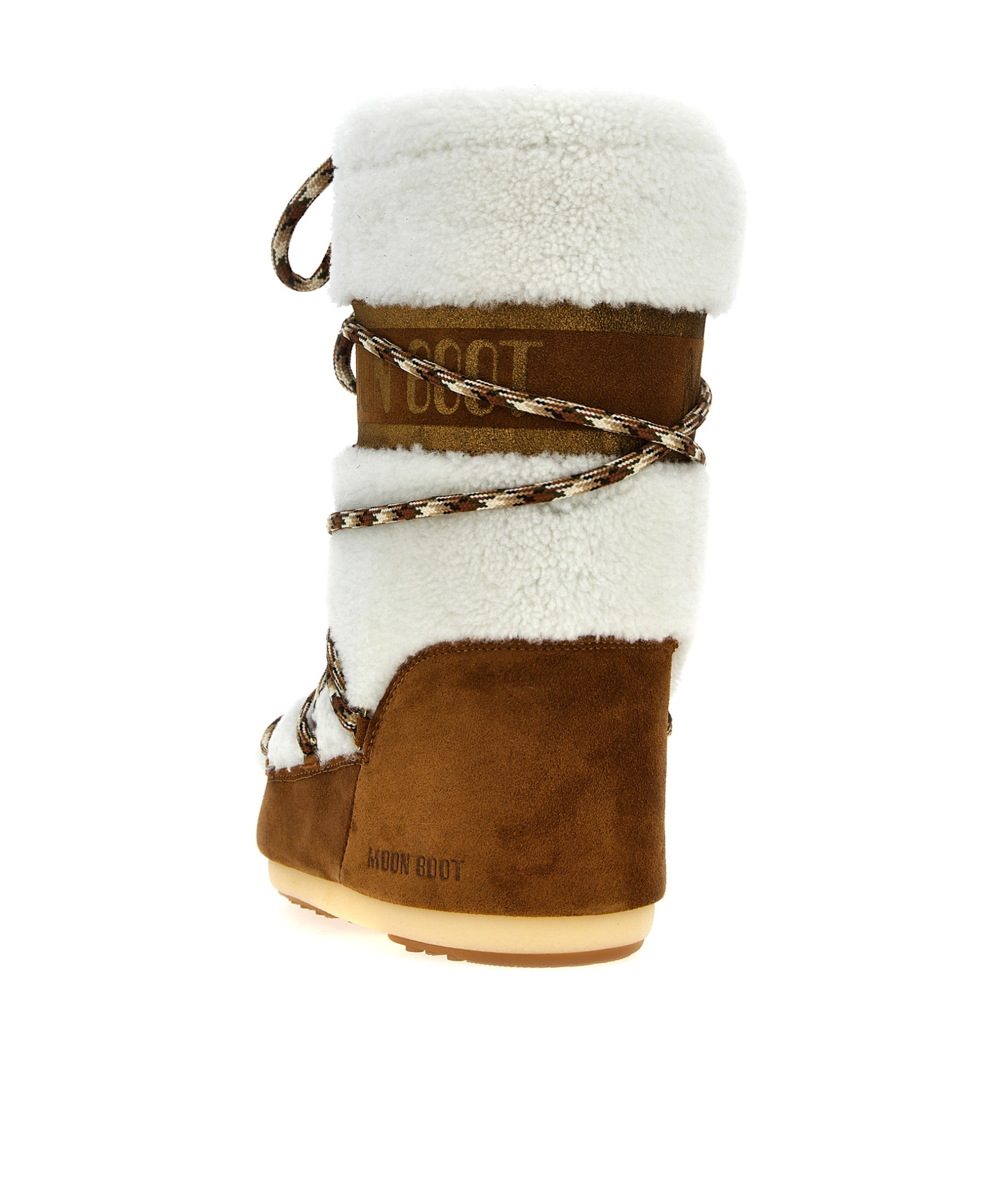 Moon Boot Icon Shearling And Suede Snow Boots In White