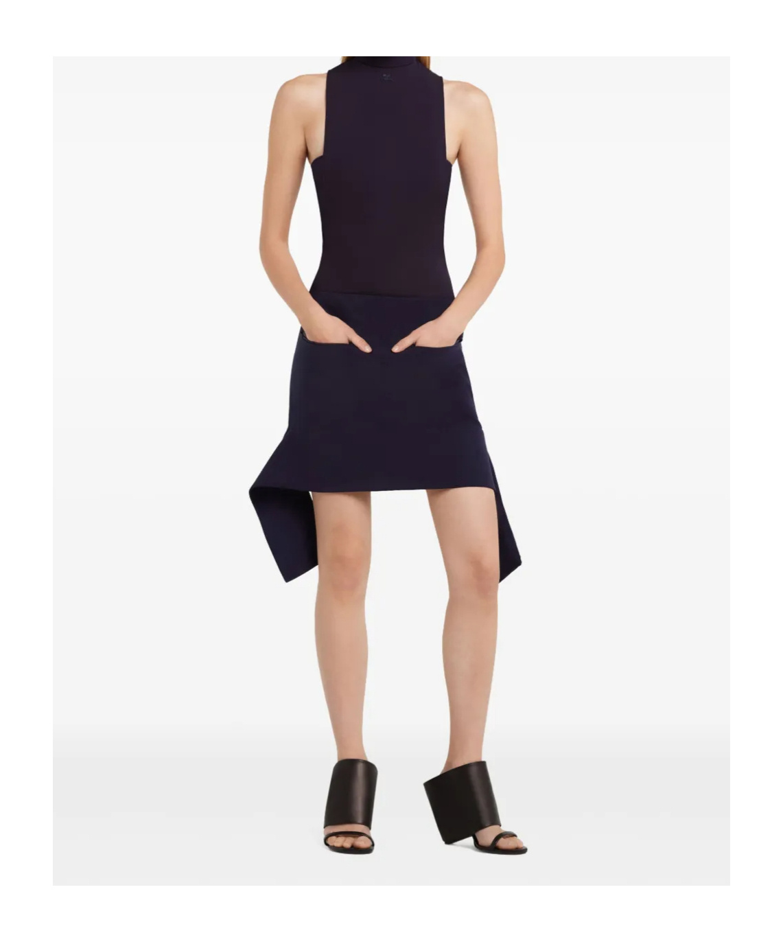 Courrèges Reversed Belt Satin Mini Skirt