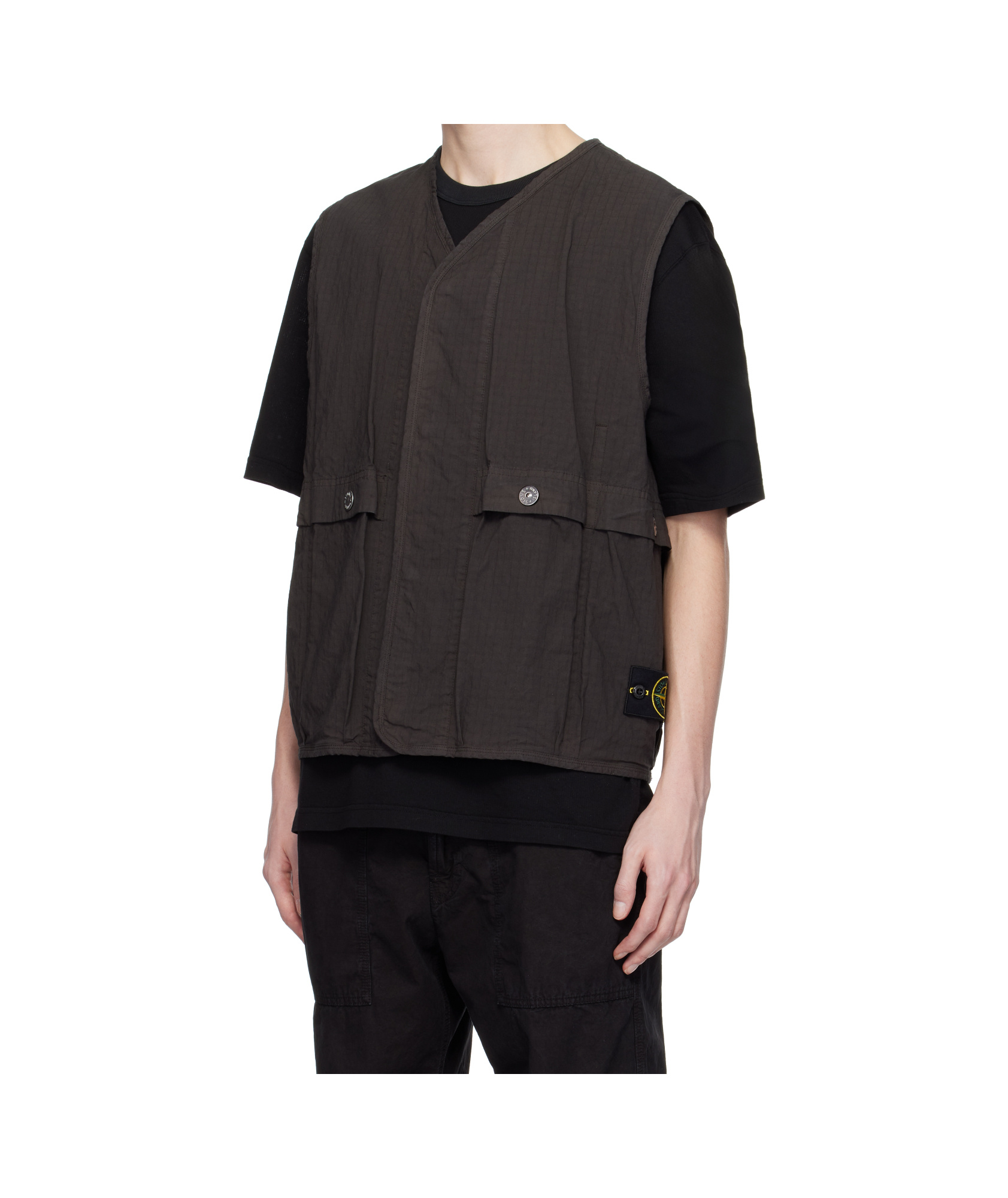 Shop Stone Island Compass-badge Gilet In Charcoal-grey
