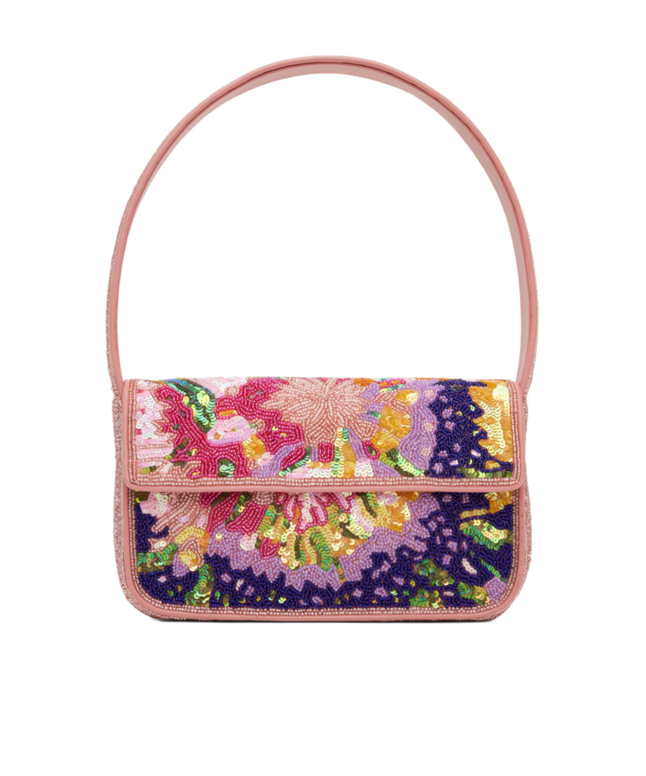 Staud Flip Cover Contrast Shoulder Bag In Pink
