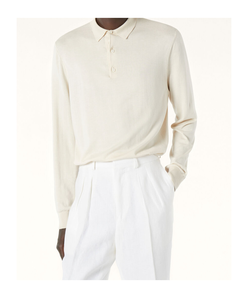Loro Piana Long-sleeved Polo Shirt In White