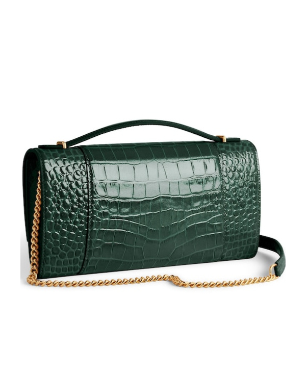 Balenciaga Women's Hourglass Pochette With Chain In Forest Green