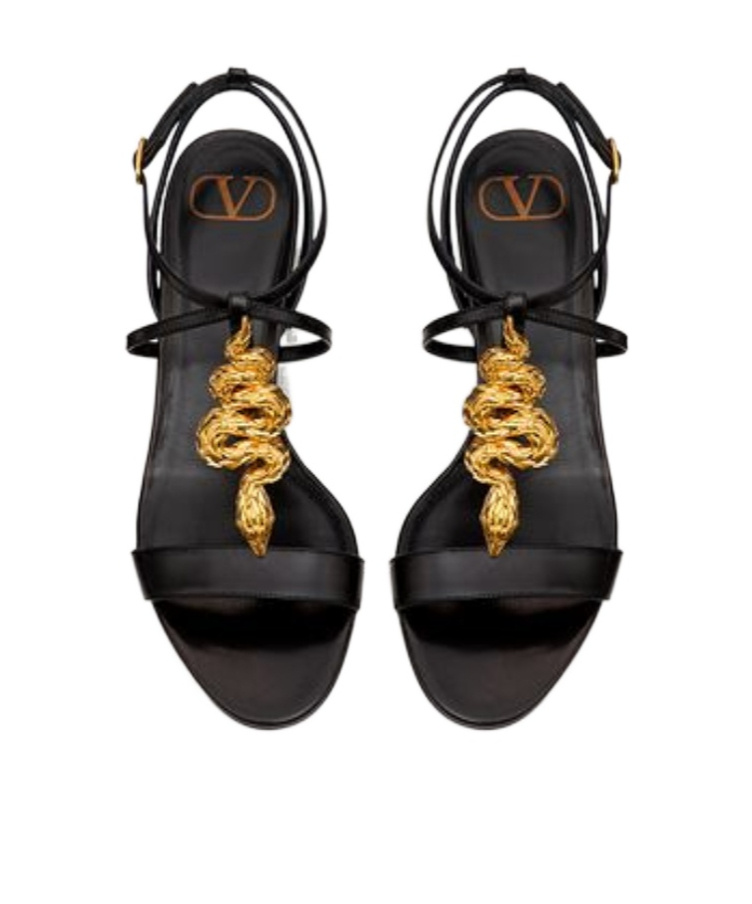 Valentino Snake High-heeled Sandals In Black