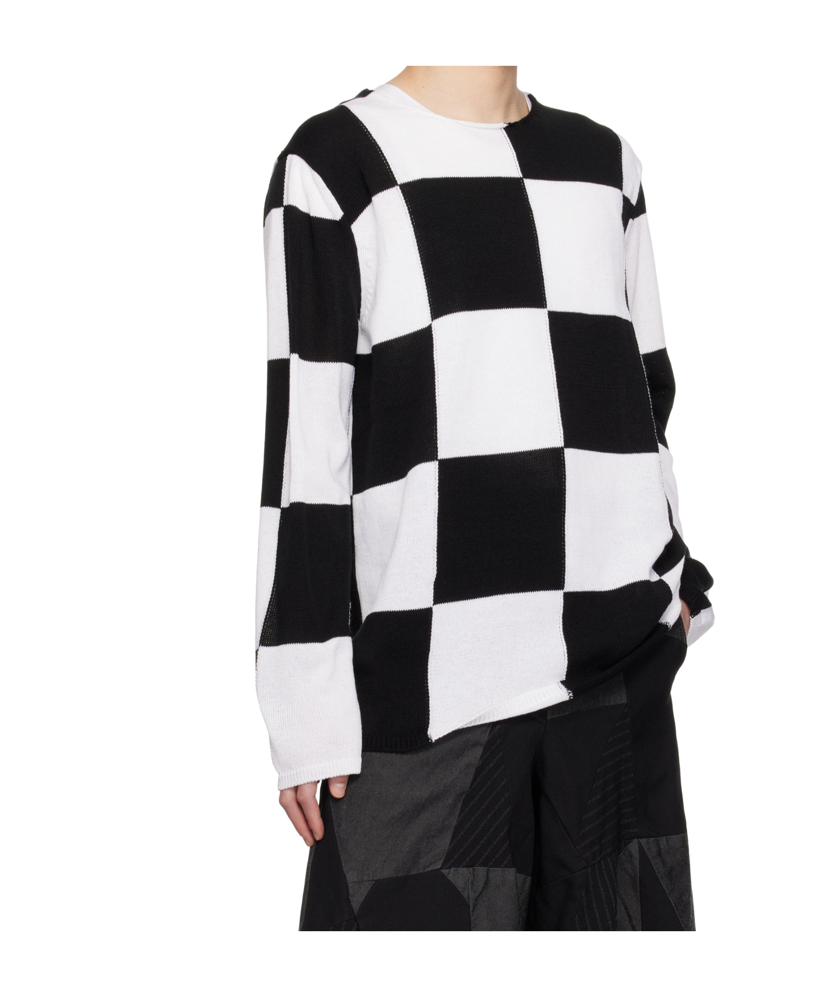 Comme Des Garçons Checkered Pattern Intarsia Knit Sweater