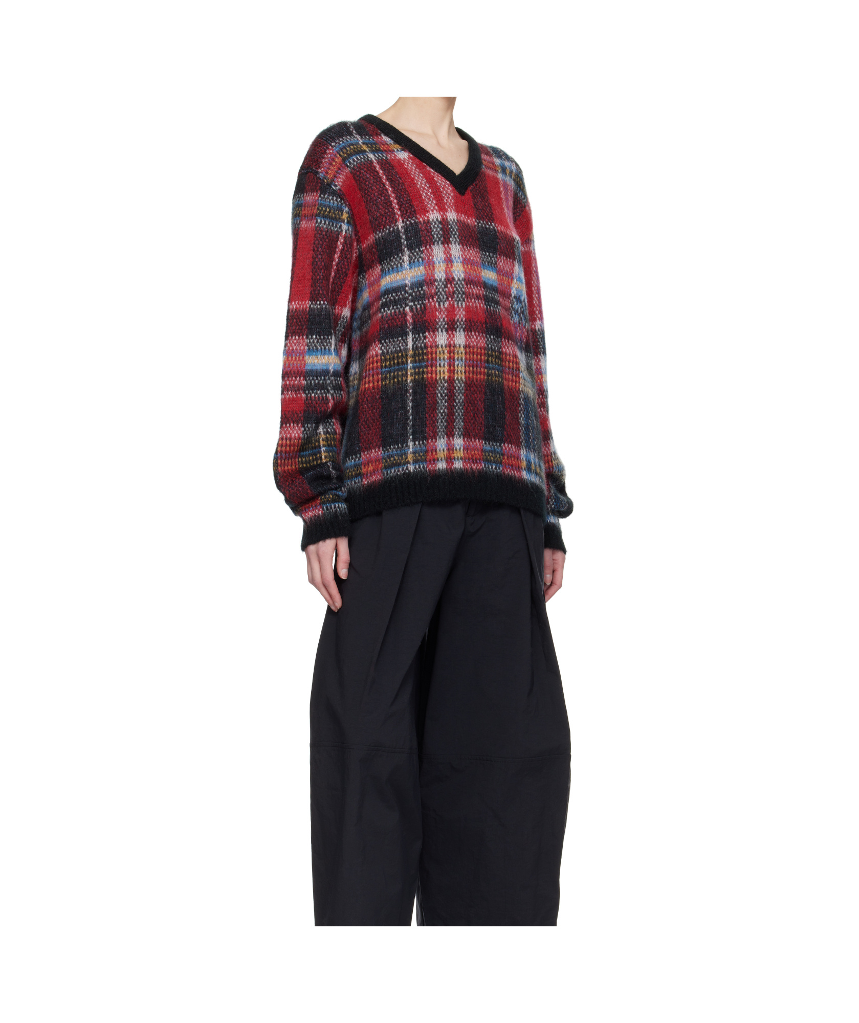 Ymc You Must Create Red & Black Vertigo Tartan Sweater In Red/black