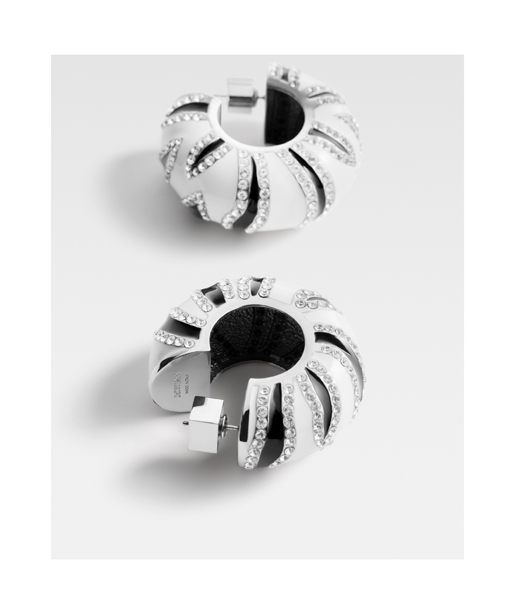 Jacquemus Rhinestone Zebra Hoop Earrings In White