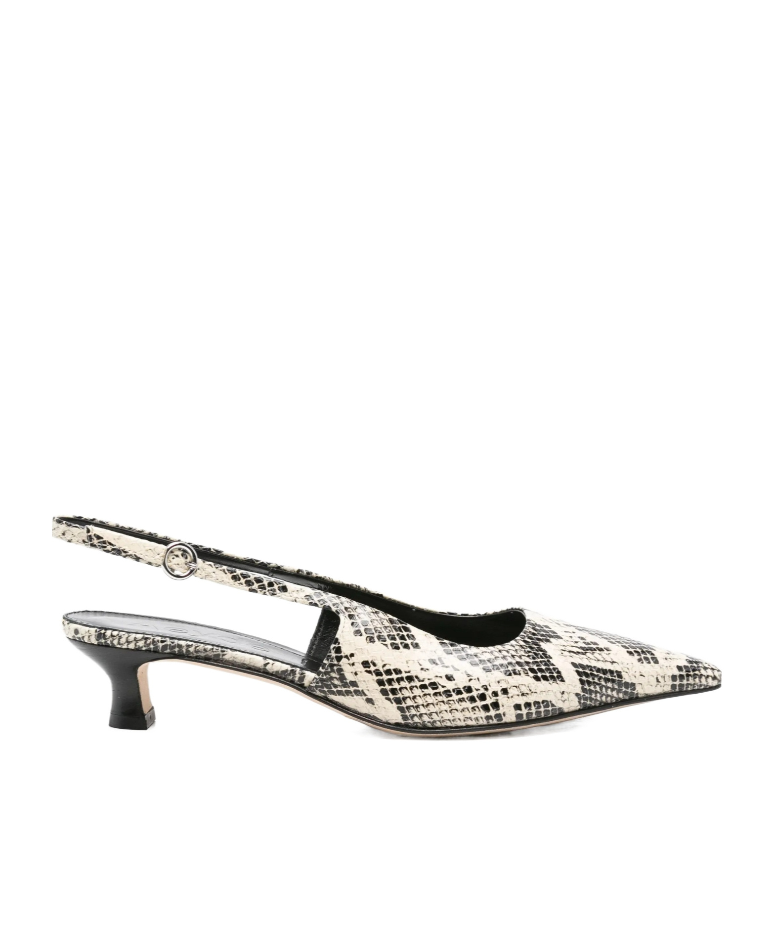 Aeyde Catrina Snake Print Calf Leather Creamy Shoes In Black