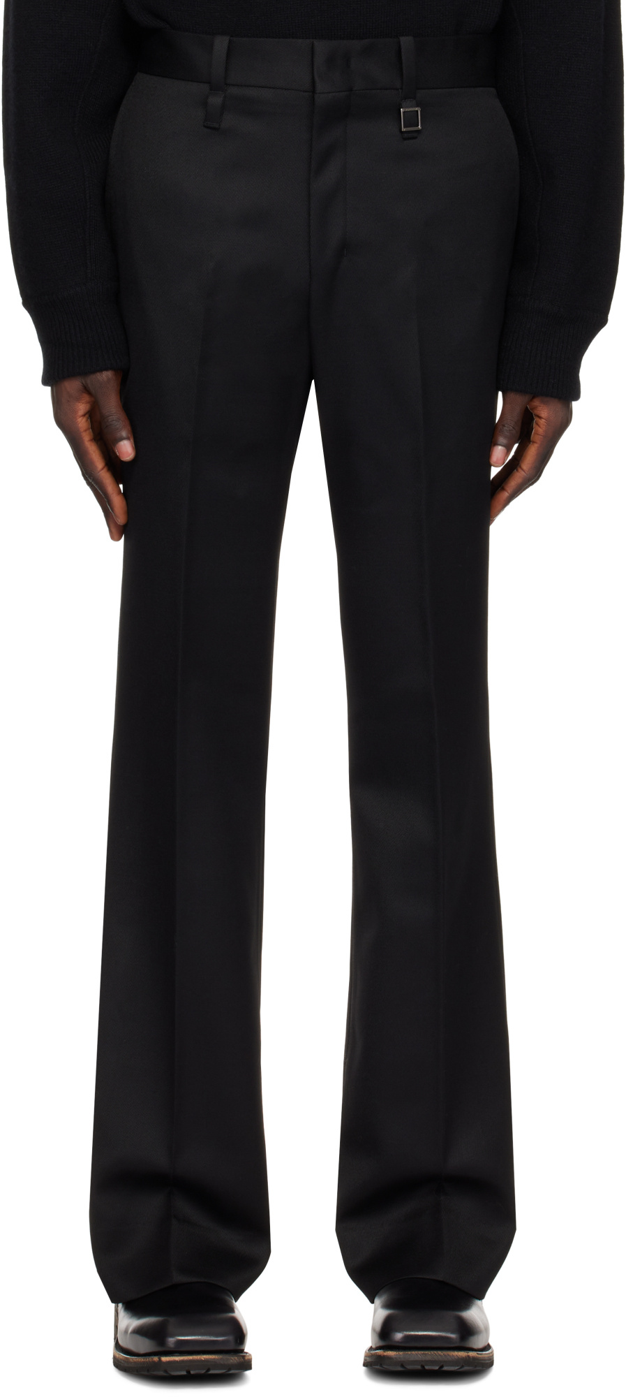 Wooyoungmi Black Wool Straight Trousers In Black