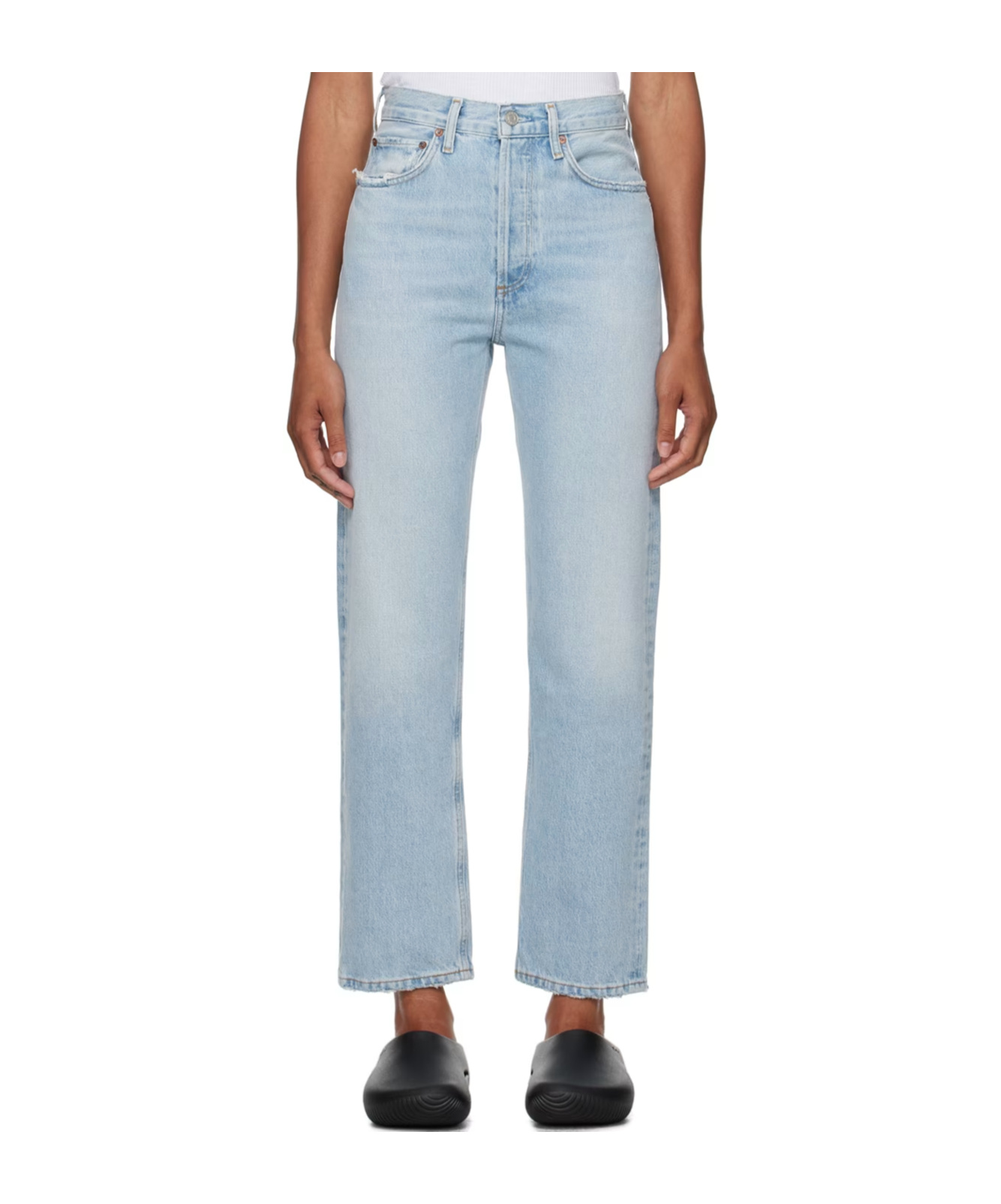 Agolde High Waist Denim Trousers In Blue