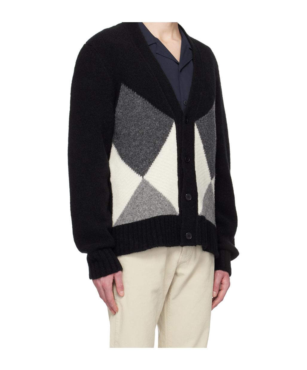 Officine Generale Intarsia Pattern Sweater In Black