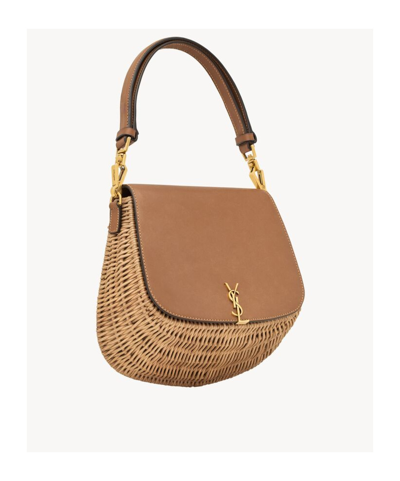 Saint Laurent Voltaire Top Handle In Osier In Brown