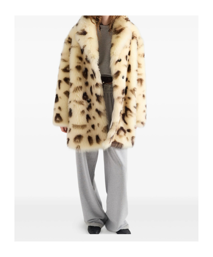 Prada Shearling Coat In Neutral