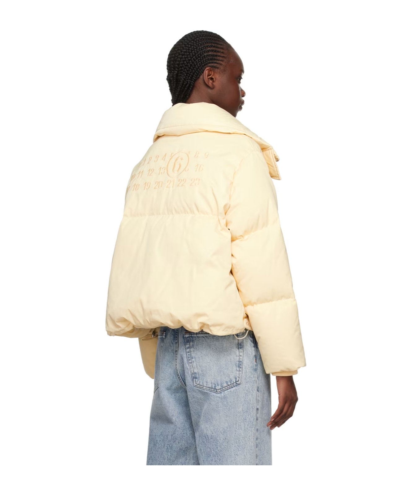 Mm6 Maison Margiela Beige Oversize Down Jacket In Nude