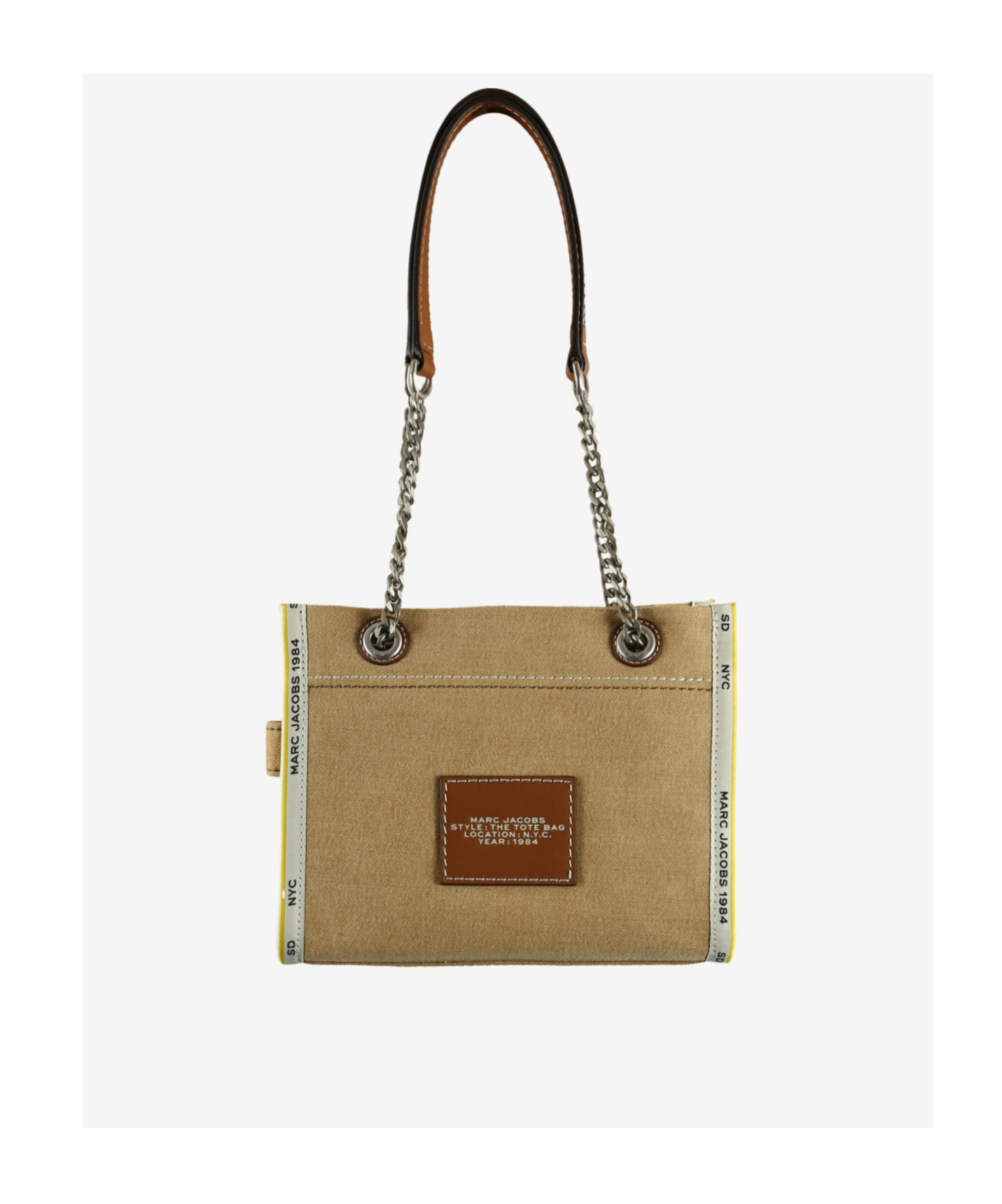 Marc Jacobs The Denim Chain Small Tote Bag In Brown
