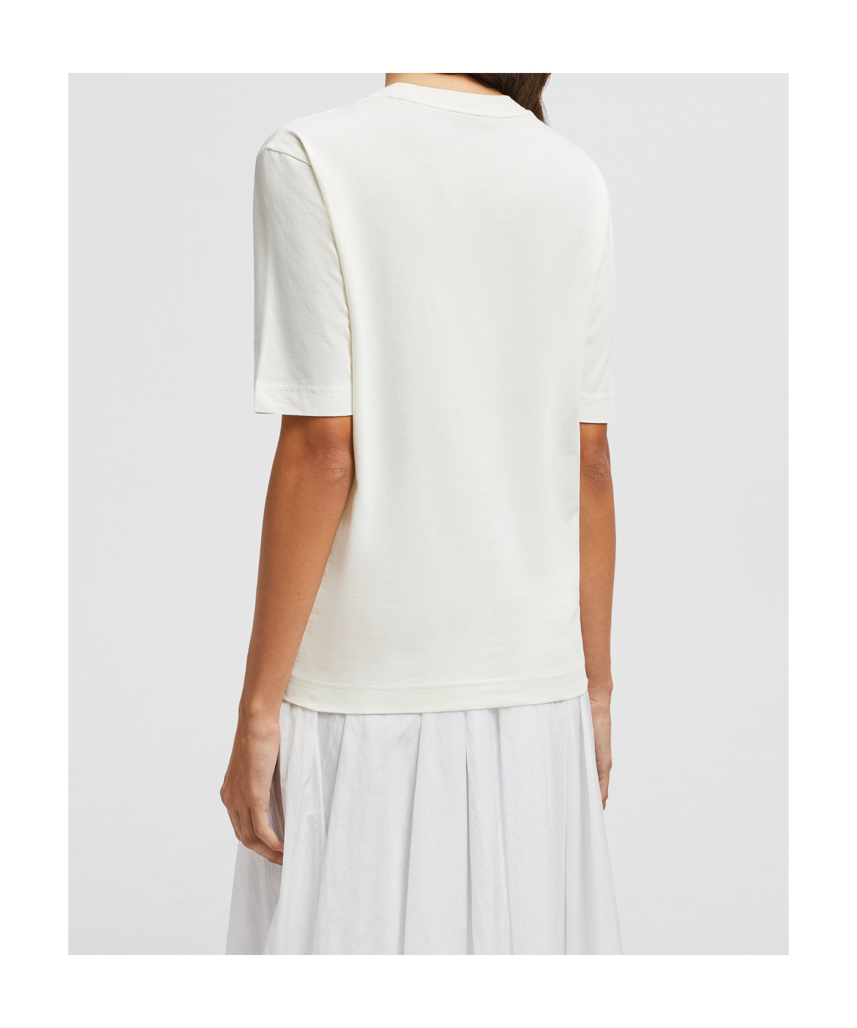 Moncler Round Collar Cotton T-shirt In White