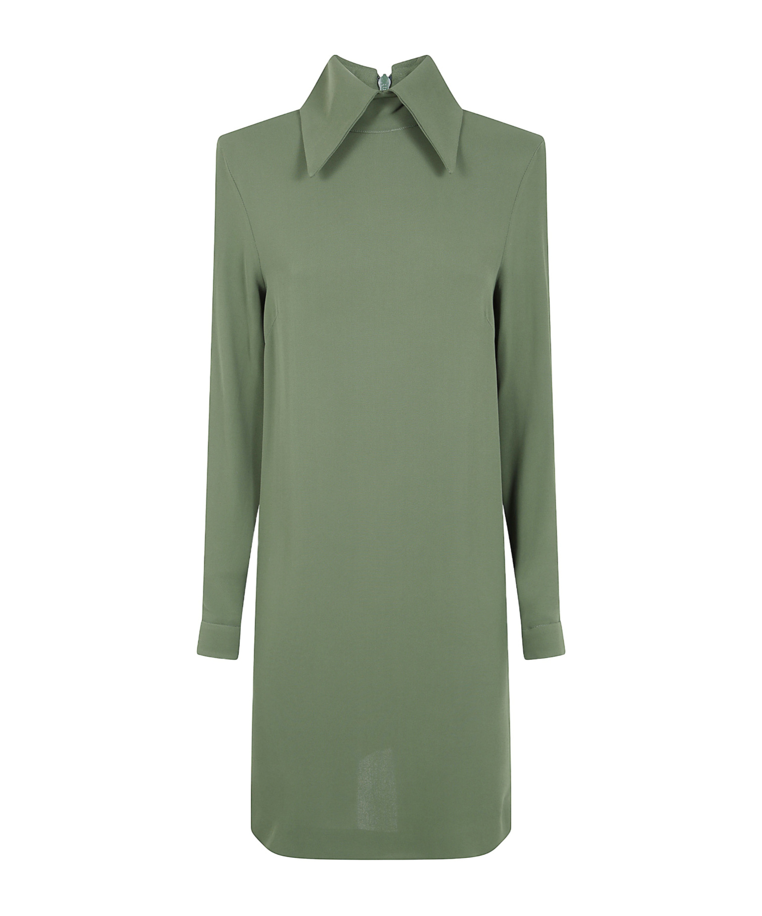 Semicouture Long Sleeve Dress Pointed Collar In Green