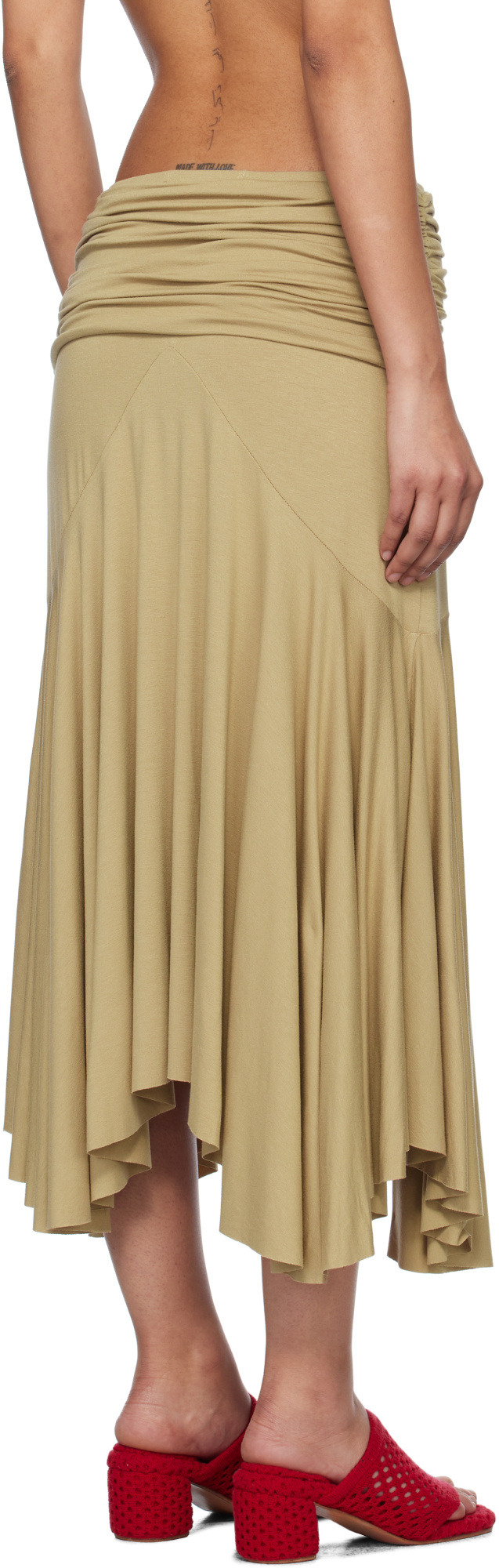 Gimaguas Beige Fortuna Midi Skirt In Nude