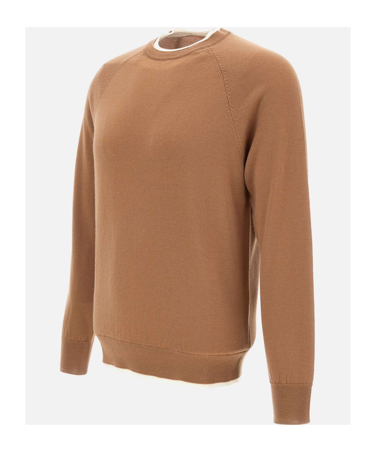 Eleventy Long-sleeved Wool Sweater In Brown