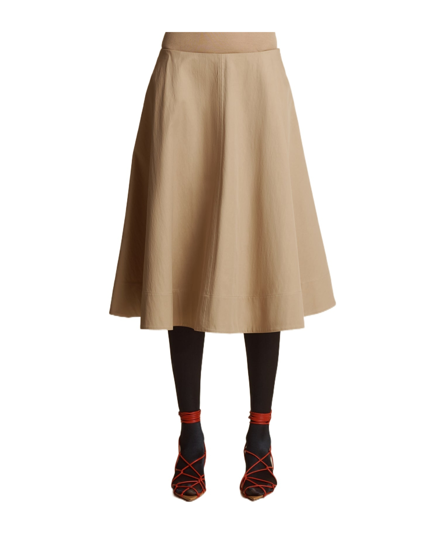KHAITE RENTA TWILL MIDI SKIRT 