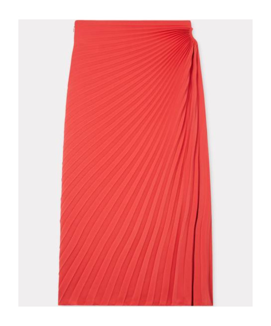 Shop Kenzo Sun-ray Pleats Midi Skirt In Red