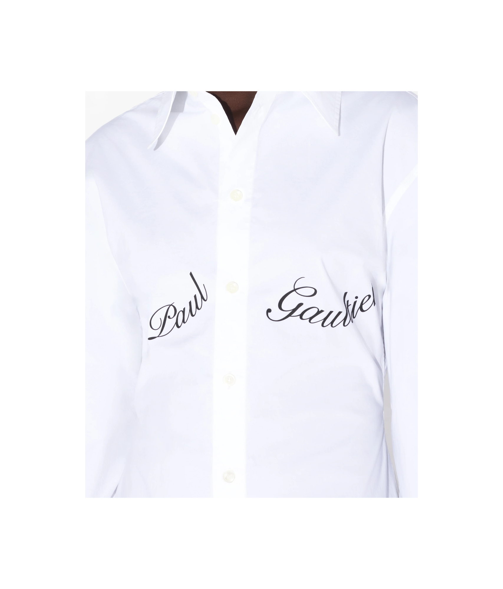 Jean Paul Gaultier White Poplin Shirt With Underboob Print In White