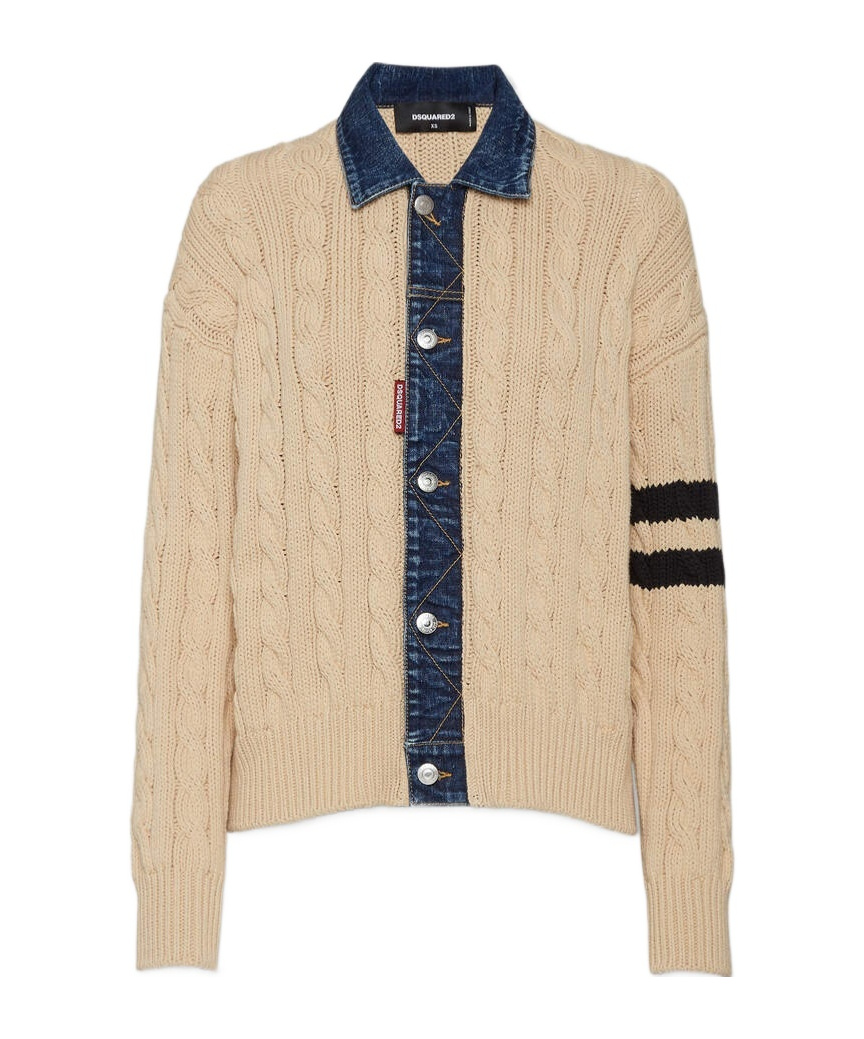 Dsquared2 Cable-knitt Cardigan In Nude
