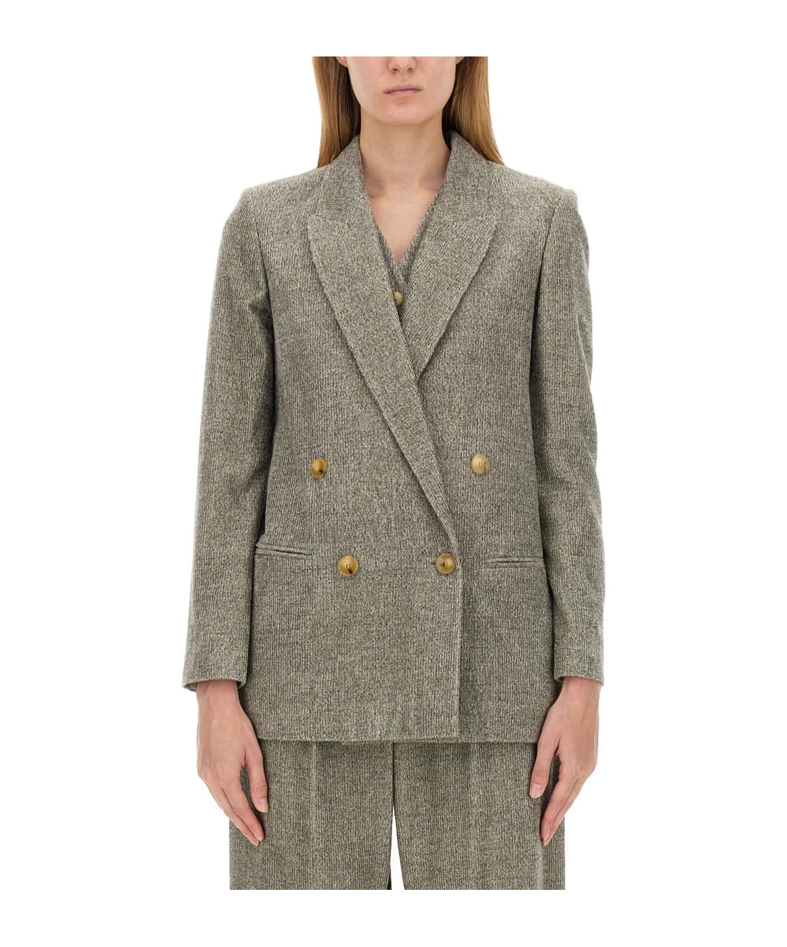 Alysi Double-breasted Jacket In Green