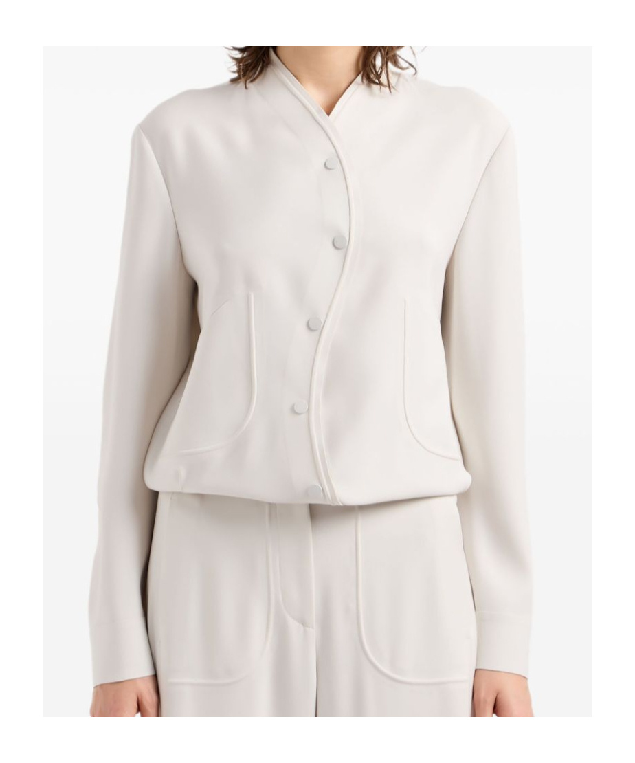 Giorgio Armani Collarless Drop-shoulder Jacket In White