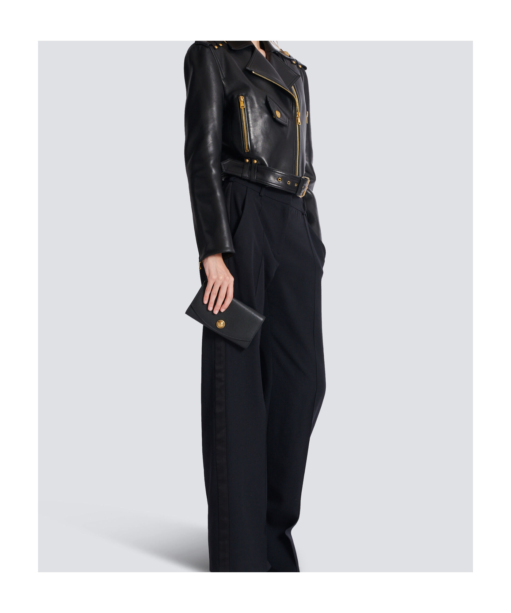 Balmain Button Detailed Wallet On Chain In Black