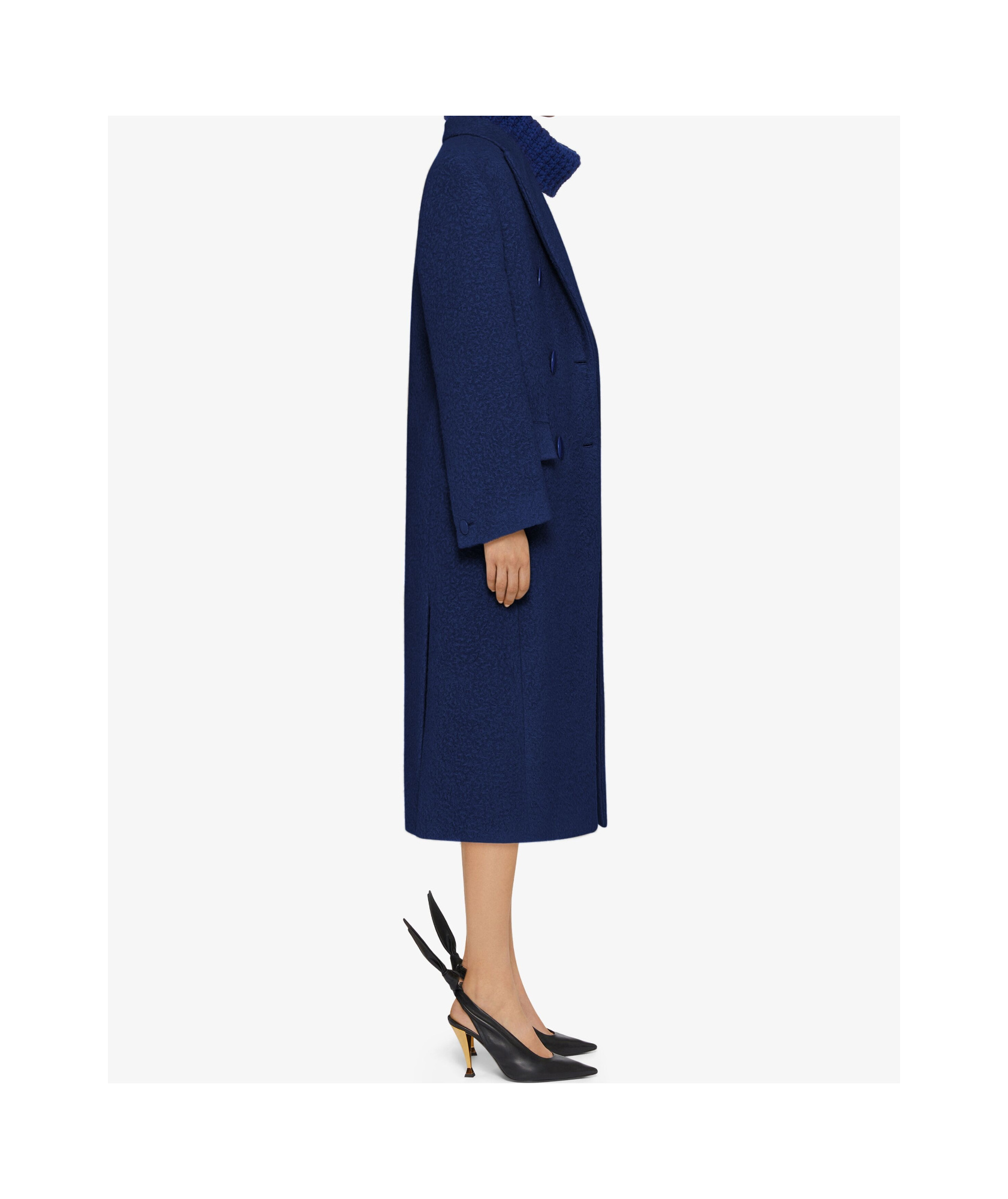 Givenchy Coat In Alpaca Bouclette Wool In Sapphire Blue