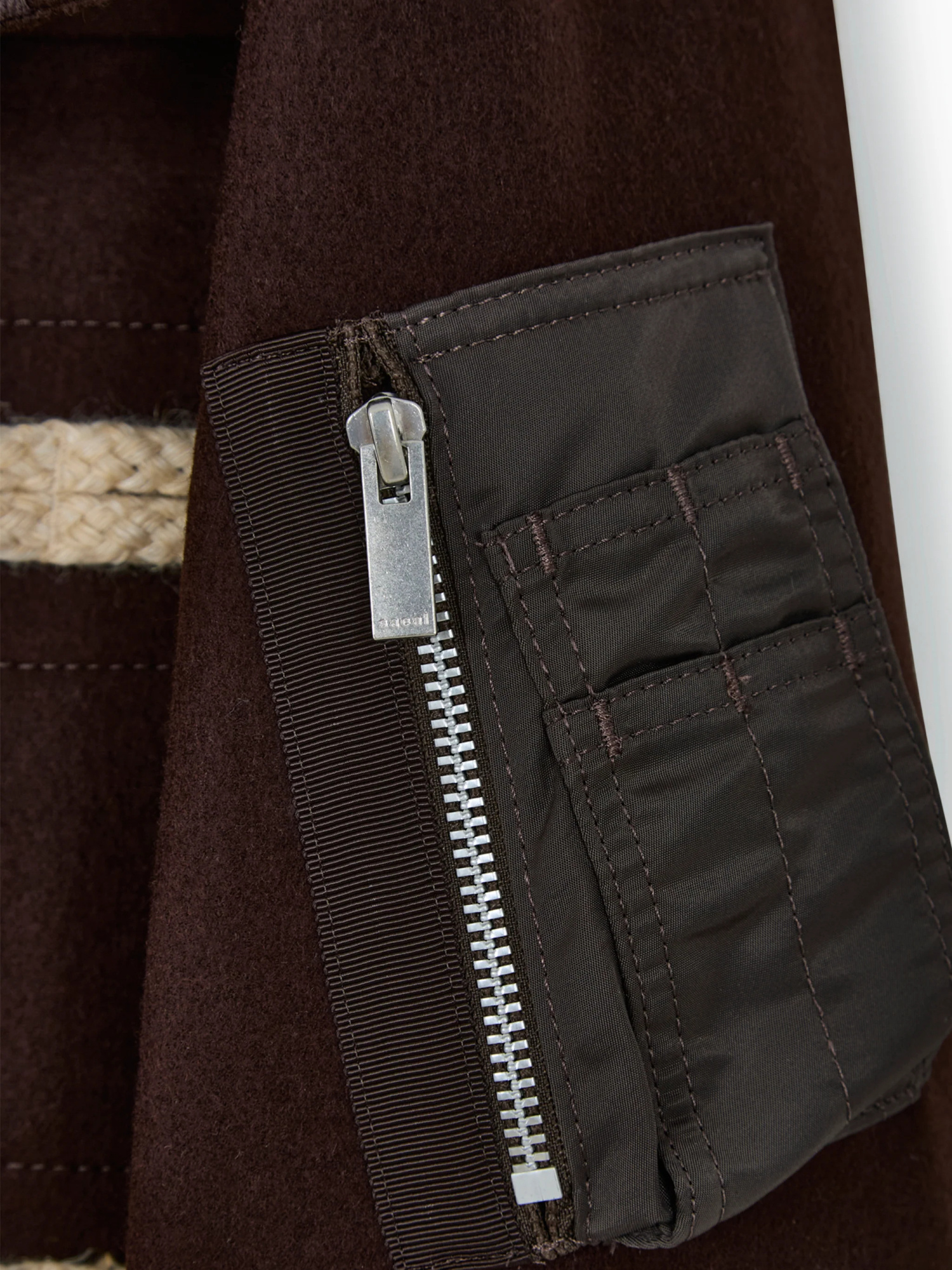 Sacai Womens Brown Hooded Toggle Wool-melton Blouson Jacket In Brown