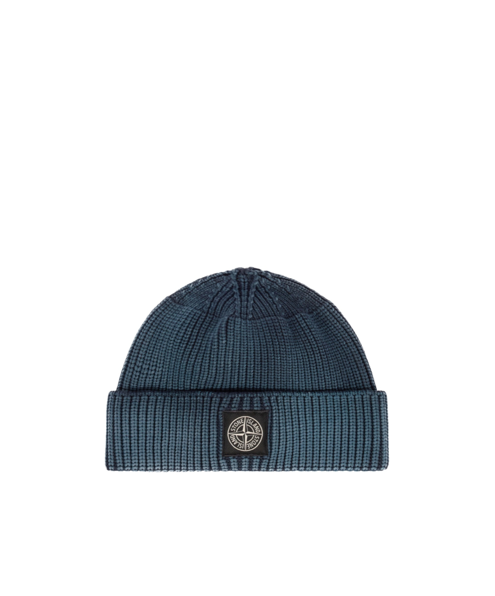 Stone Island Beanie With Compass Logo Patch In Green