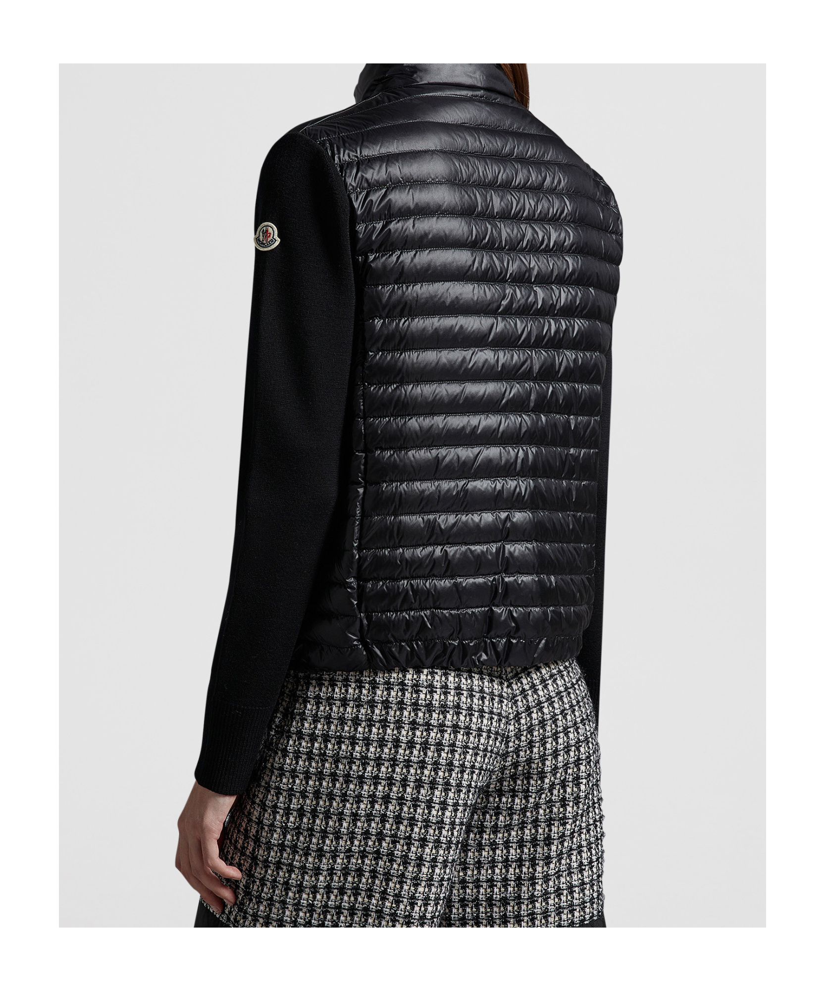 Moncler Contrasting-sleeve Padded Jacket In Black