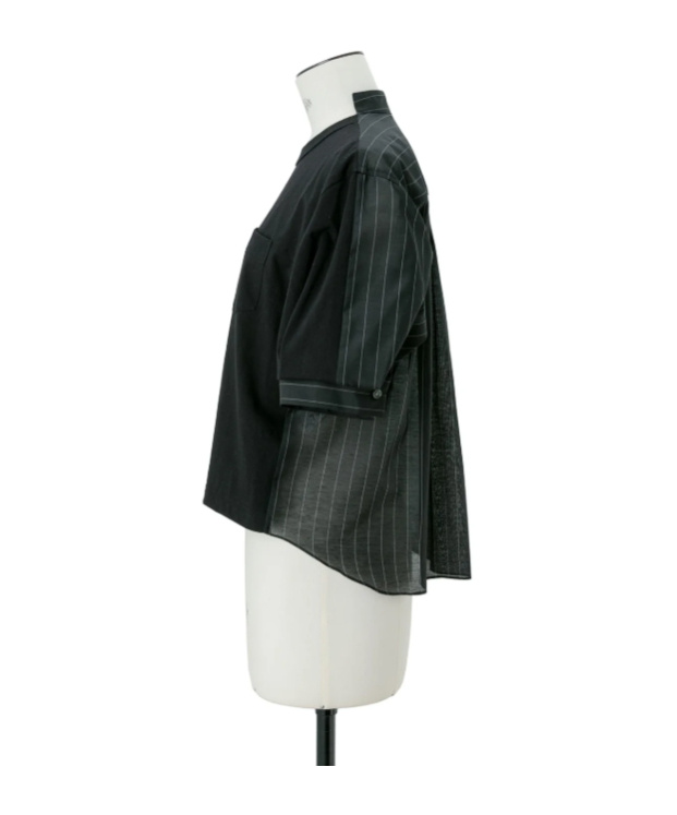 Sacai Spun Organza X Cotton Jersey T-shirt In Black