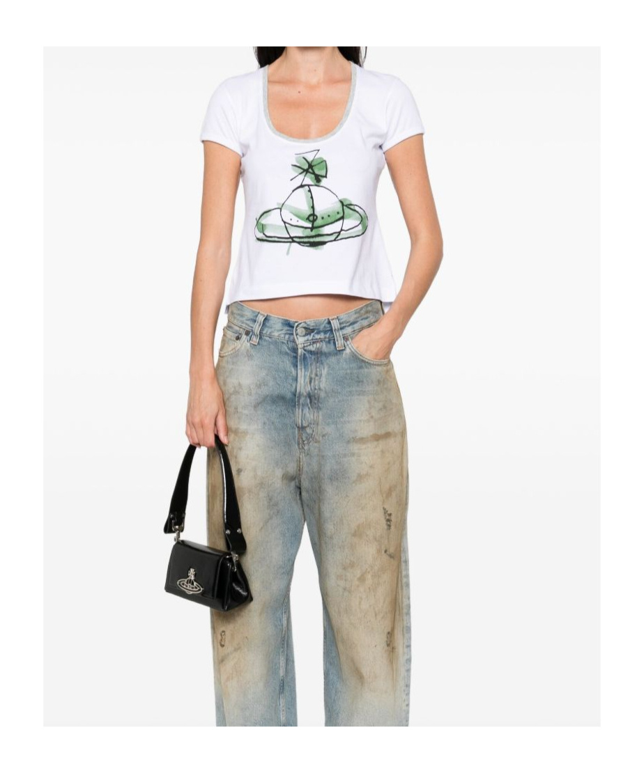 Vivienne Westwood Sleeves Round Neck Graphic Print In White