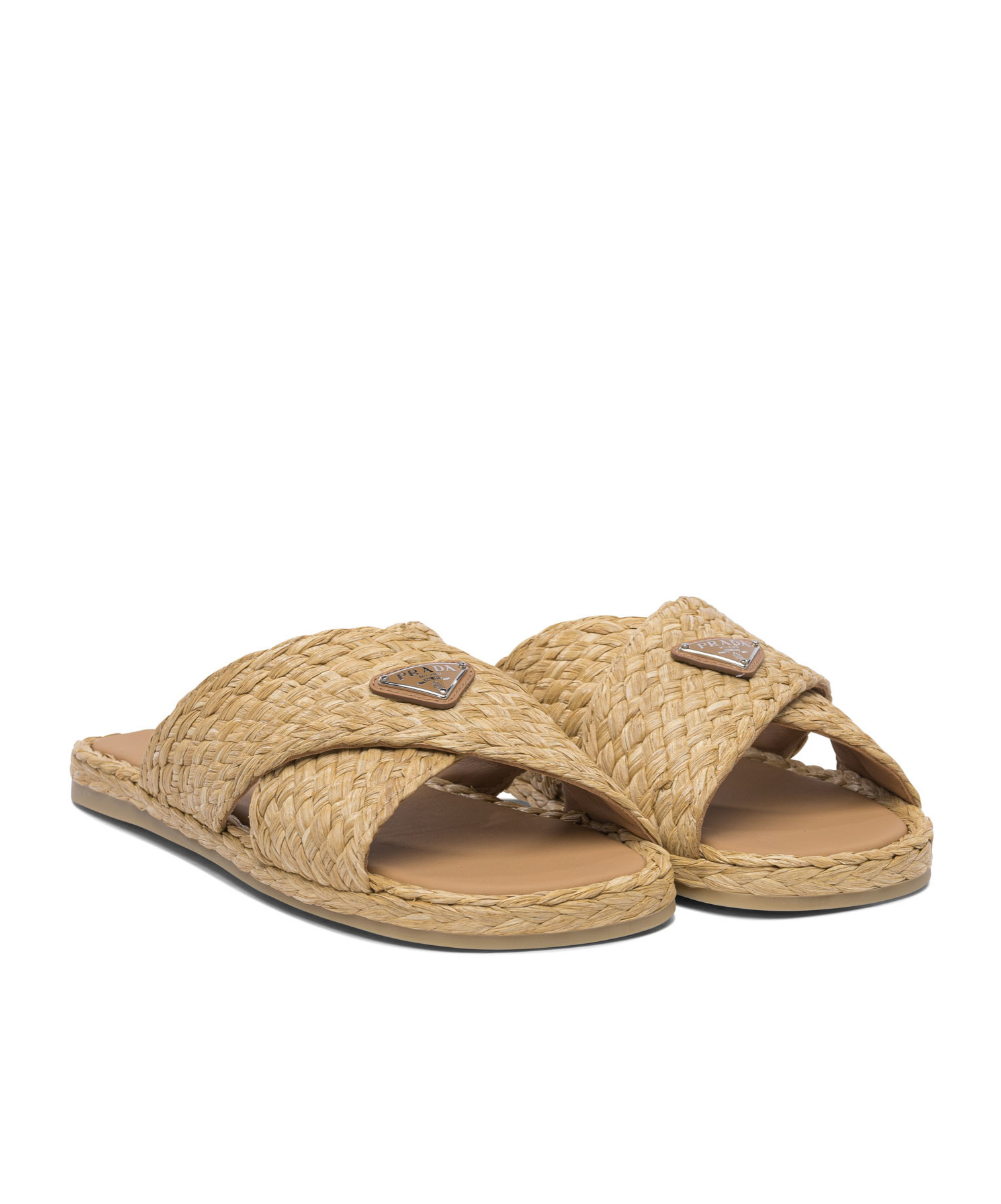 Prada Raffia Sandals In Nude