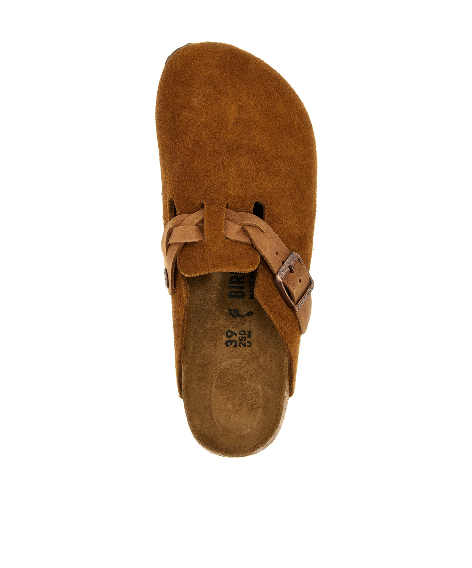 Birkenstock Round Toe Buckle-detailing Suede Mules In Brown