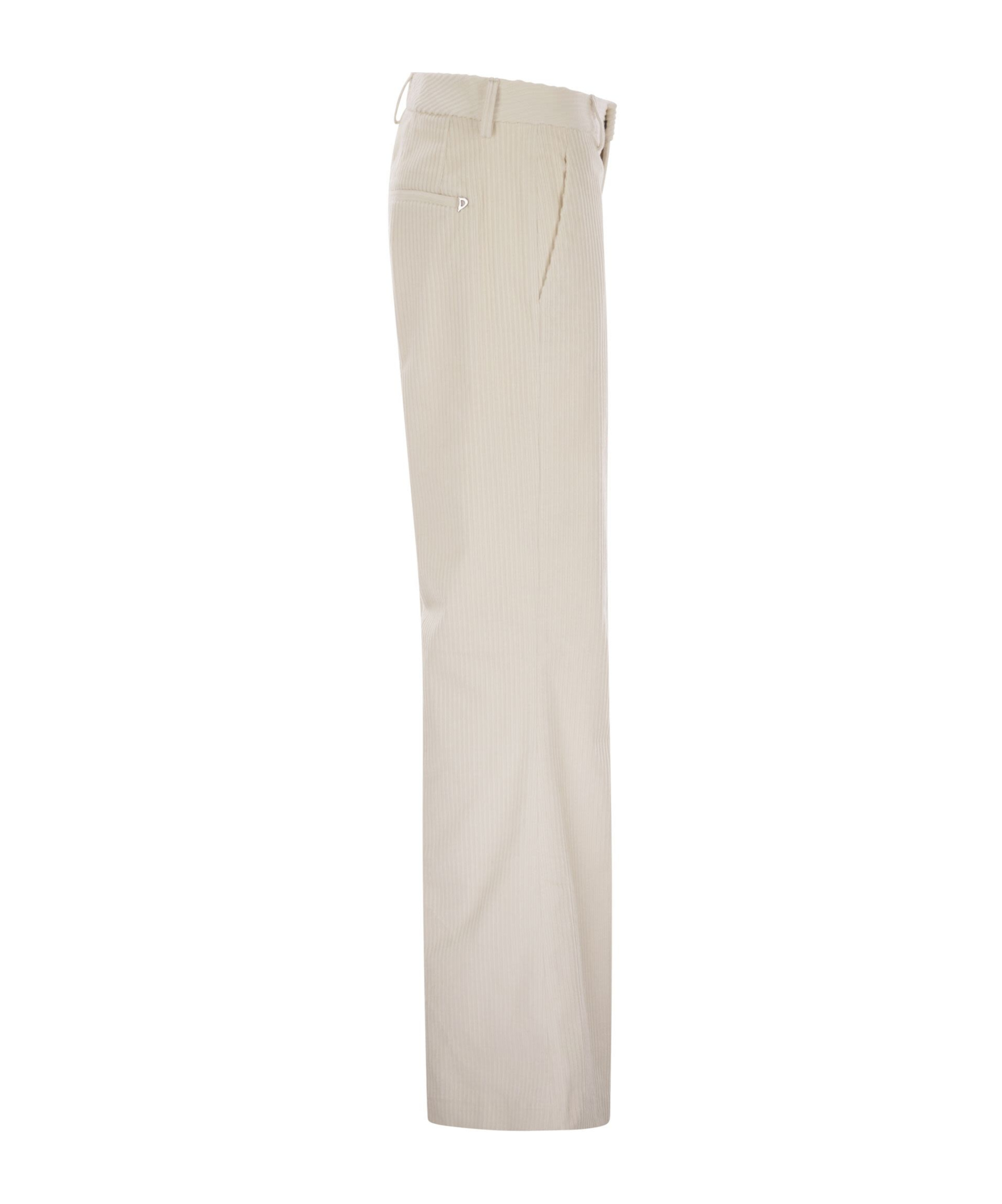 Dondup Janice - Wide Corduroy Trousers In Neutral