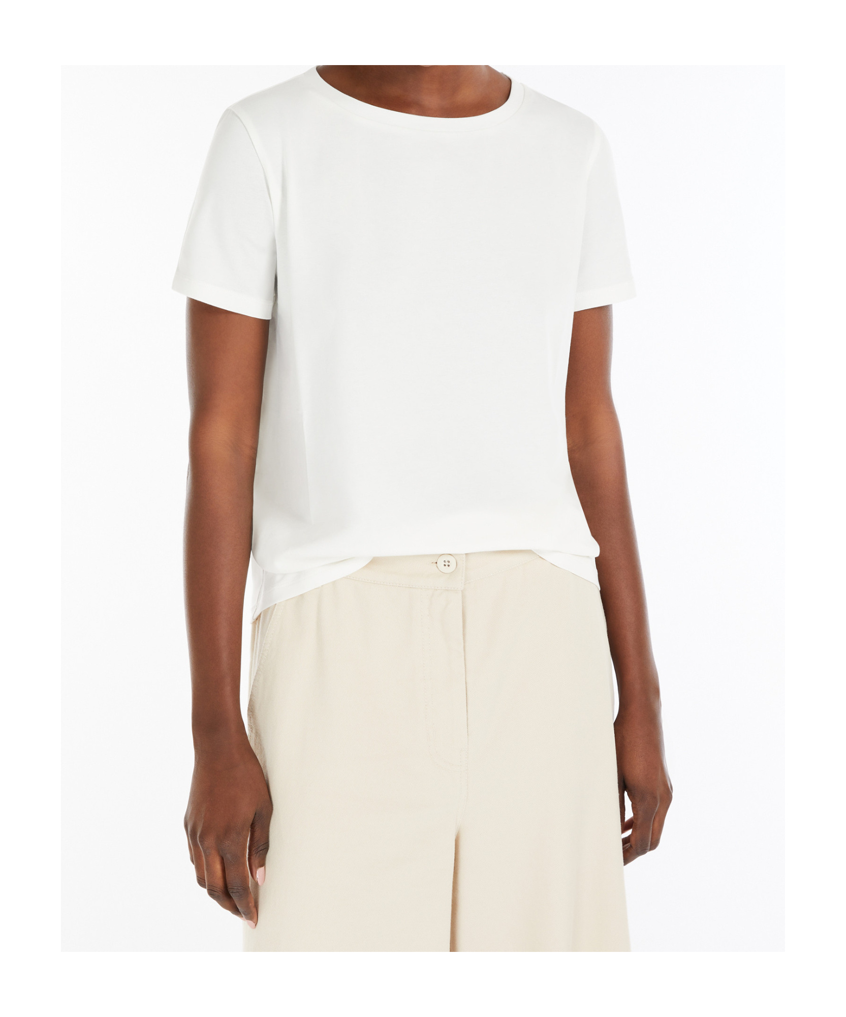 Weekend Max Mara Omens Multia Quarter-sleeve Cotton-jersey T-shirt White In White