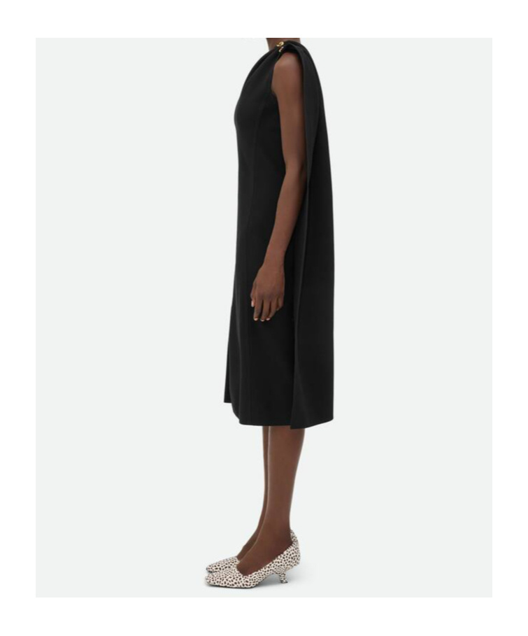 Shop Bottega Veneta Wool Viscose Crepe Dress In Black