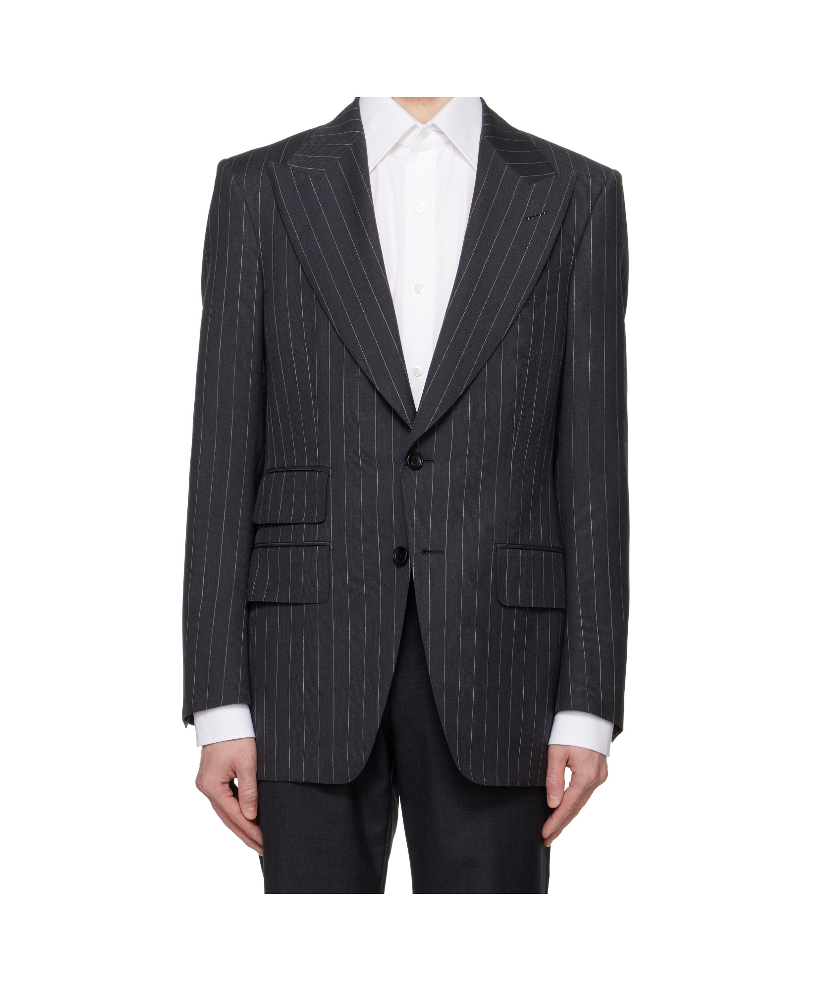Tom Ford Gray Sharp Stripe Atticus Blazer In Black