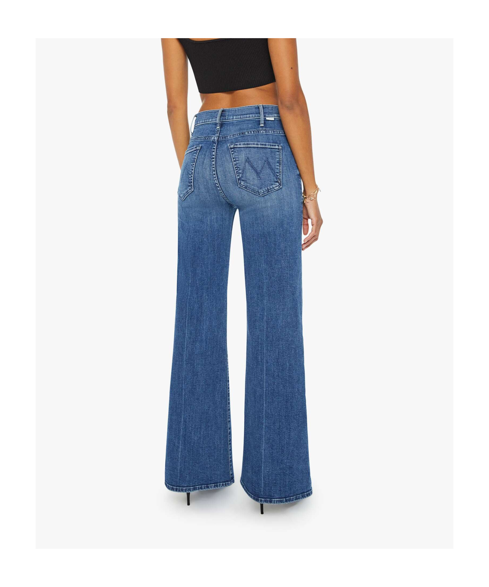 Mother The Ditcher Roller Sneak Jeans In Blue