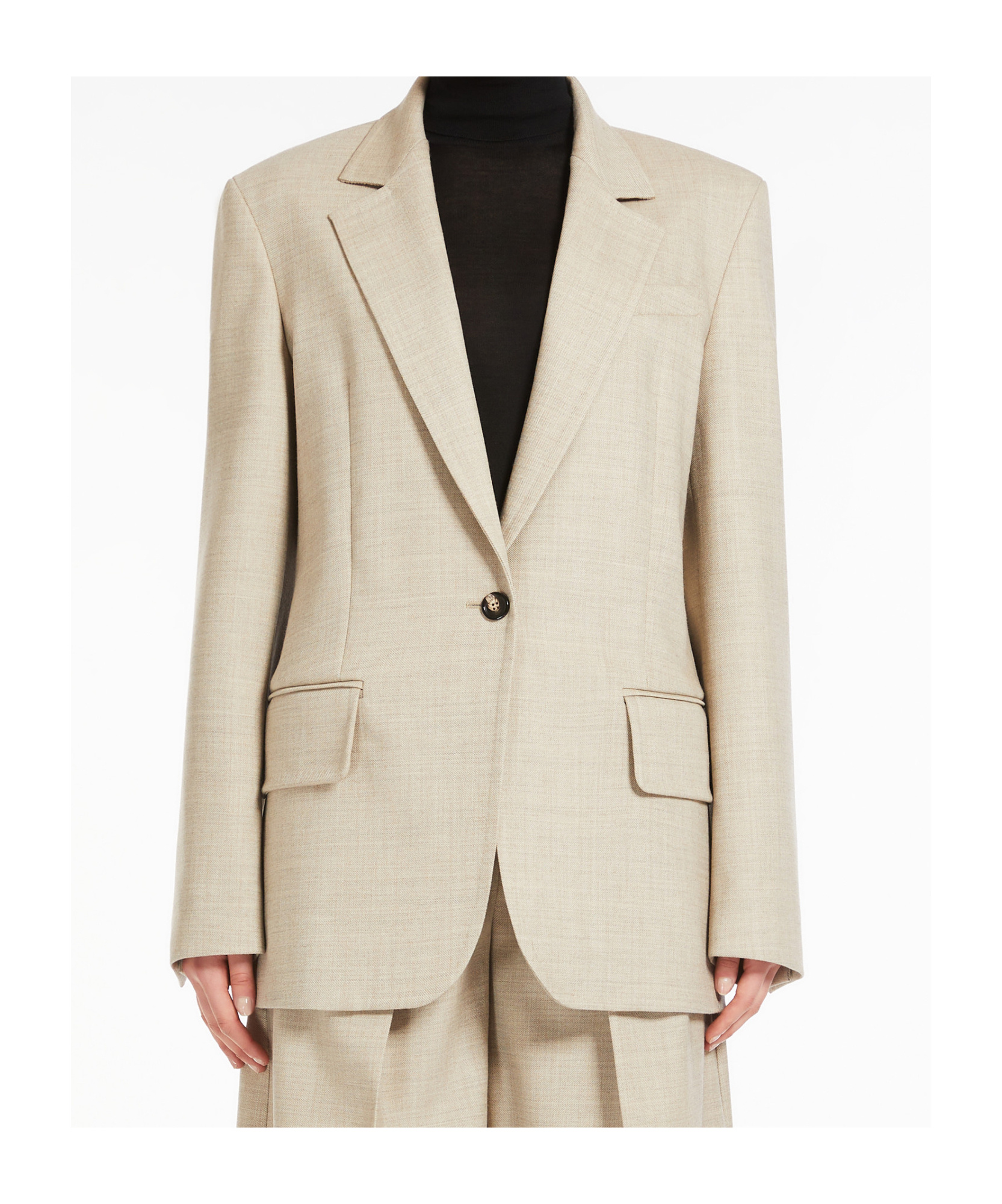 Max Mara Long-sleeved Suit Coat In Nude