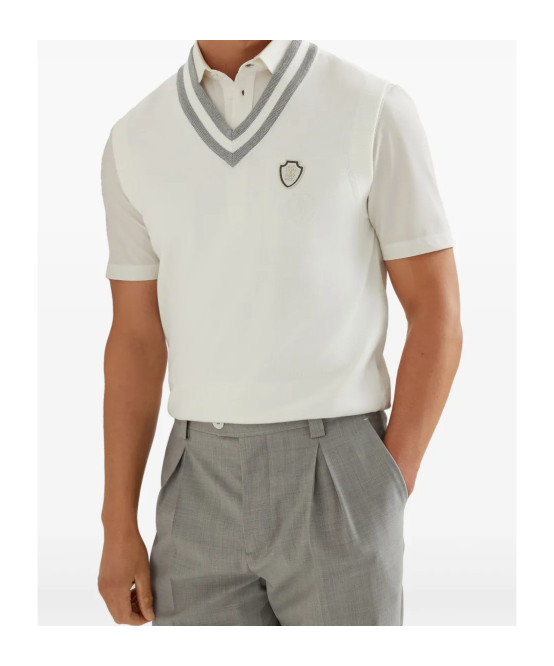 Brunello Cucinelli Cotton Sweater Vest In White