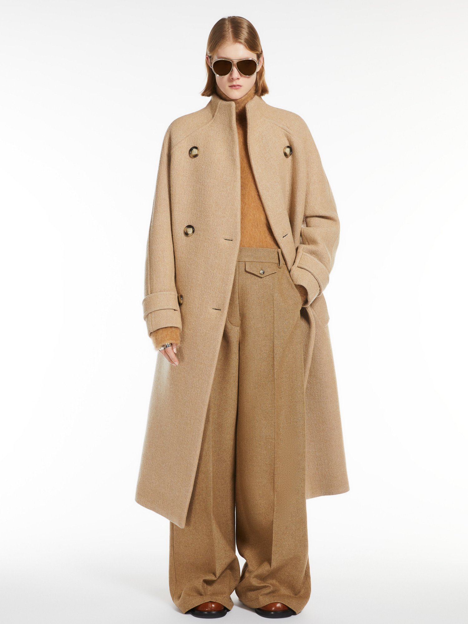Sportmax Wool Belt-loop Casual Pants In Brown