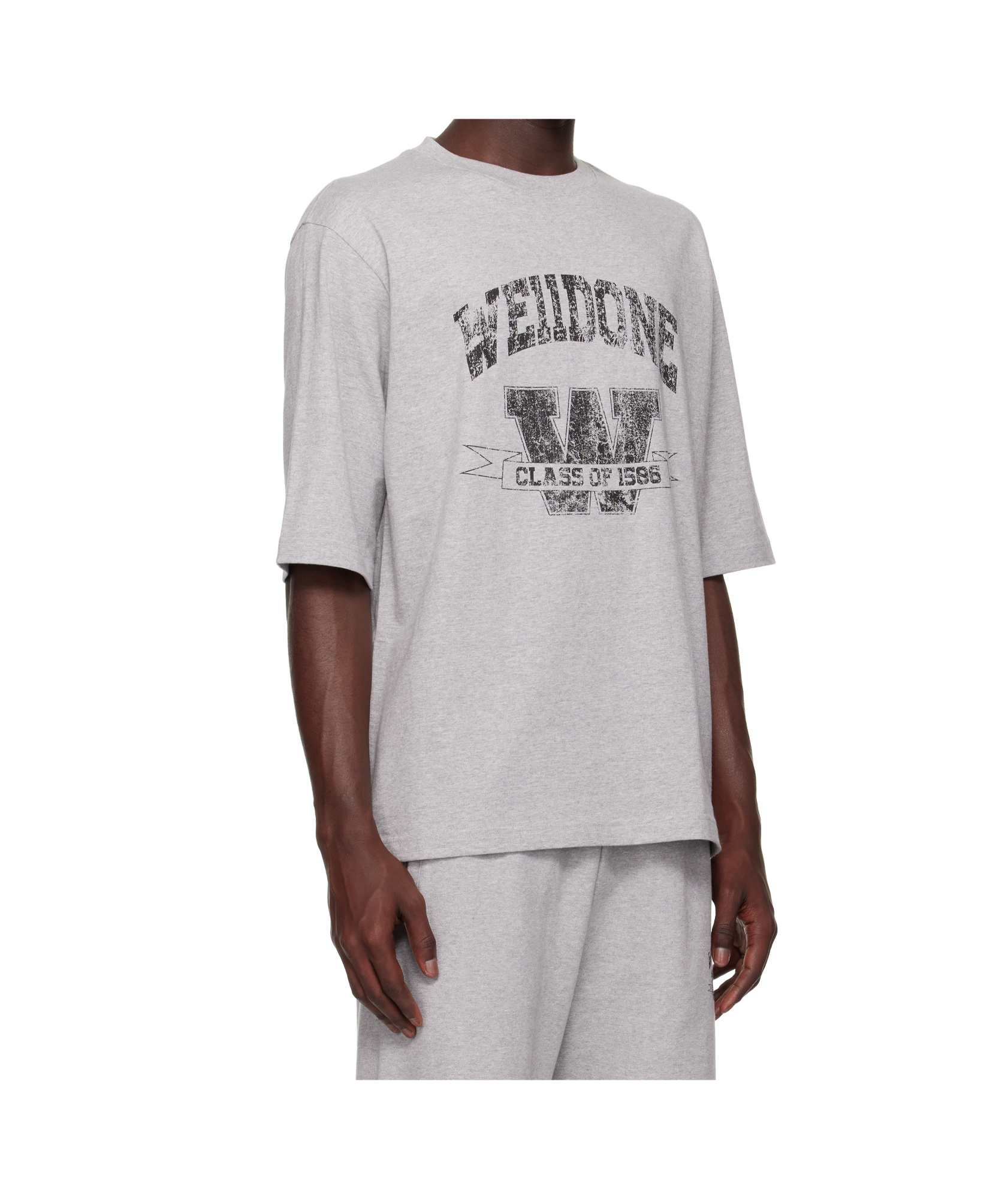 We11 Done Gray Printed University T-shirt In Gray